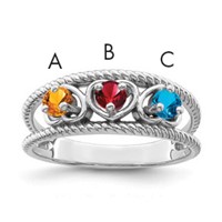 Sterling Silver Rhodium-plated Synthetic Family Jewelry Ring view 1