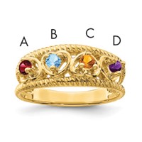 14K Yellow Gold Synthetic Family Jewelry Ring view 1