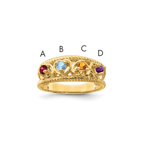14K Yellow Gold Genuine Family Jewelry Ring