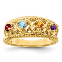 14K Yellow Gold Synthetic Family Jewelry Ring view 2