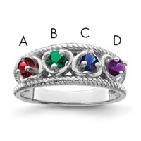 14K White Gold Genuine Family Jewelry Ring view 1