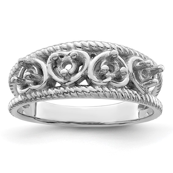 Sterling Silver Rhodium-plated Synthetic Family Jewelry Ring