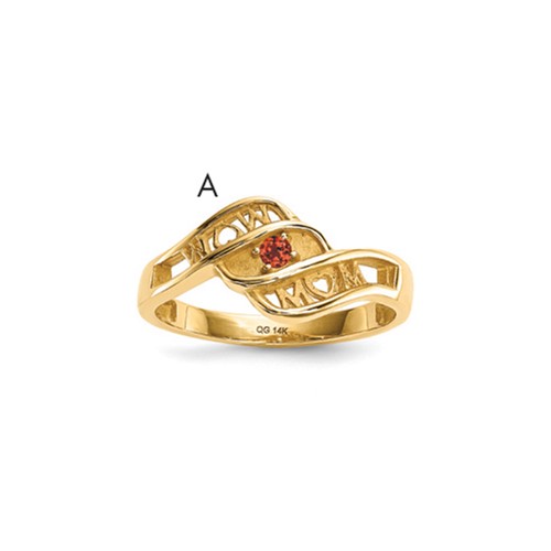 14K Yellow Gold Synthetic Family Jewelry Ring