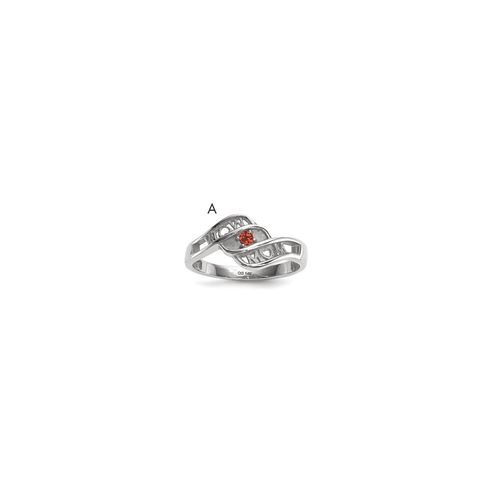14K White Gold Synthetic Family Jewelry Ring