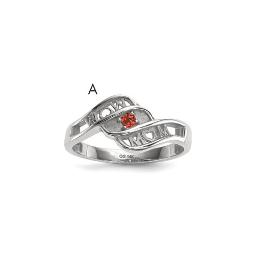 14K White Gold Genuine Family Jewelry Ring