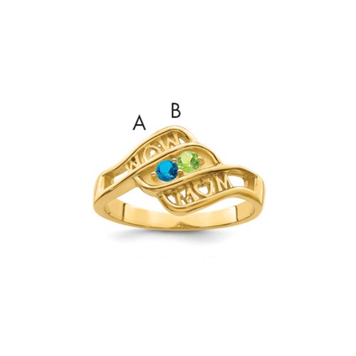 14K Yellow Gold Synthetic Family Jewelry Ring