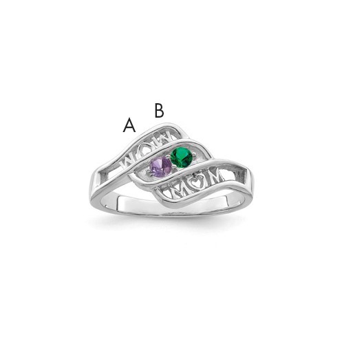 Sterling Silver Rhodium-plated Synthetic Family Jewelry Ring
