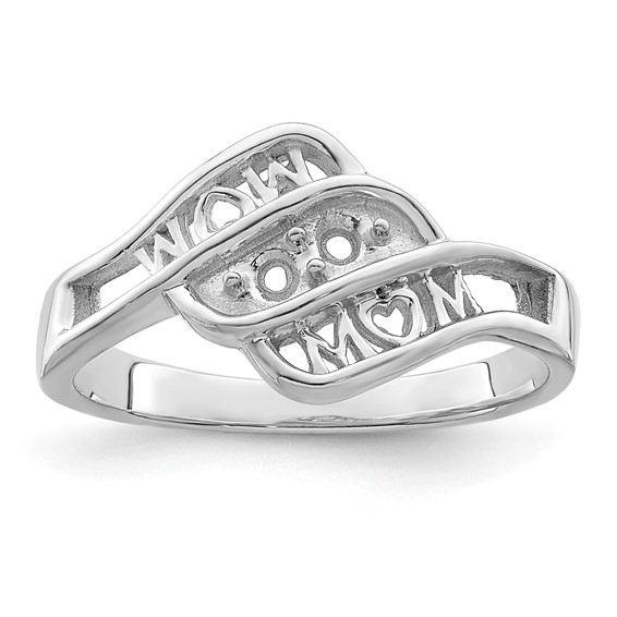 Sterling Silver Rhodium-plated Synthetic Family Jewelry Ring