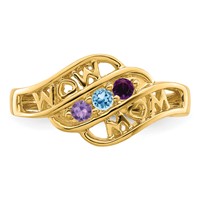 14K Yellow Gold Synthetic Family Jewelry Ring view 5
