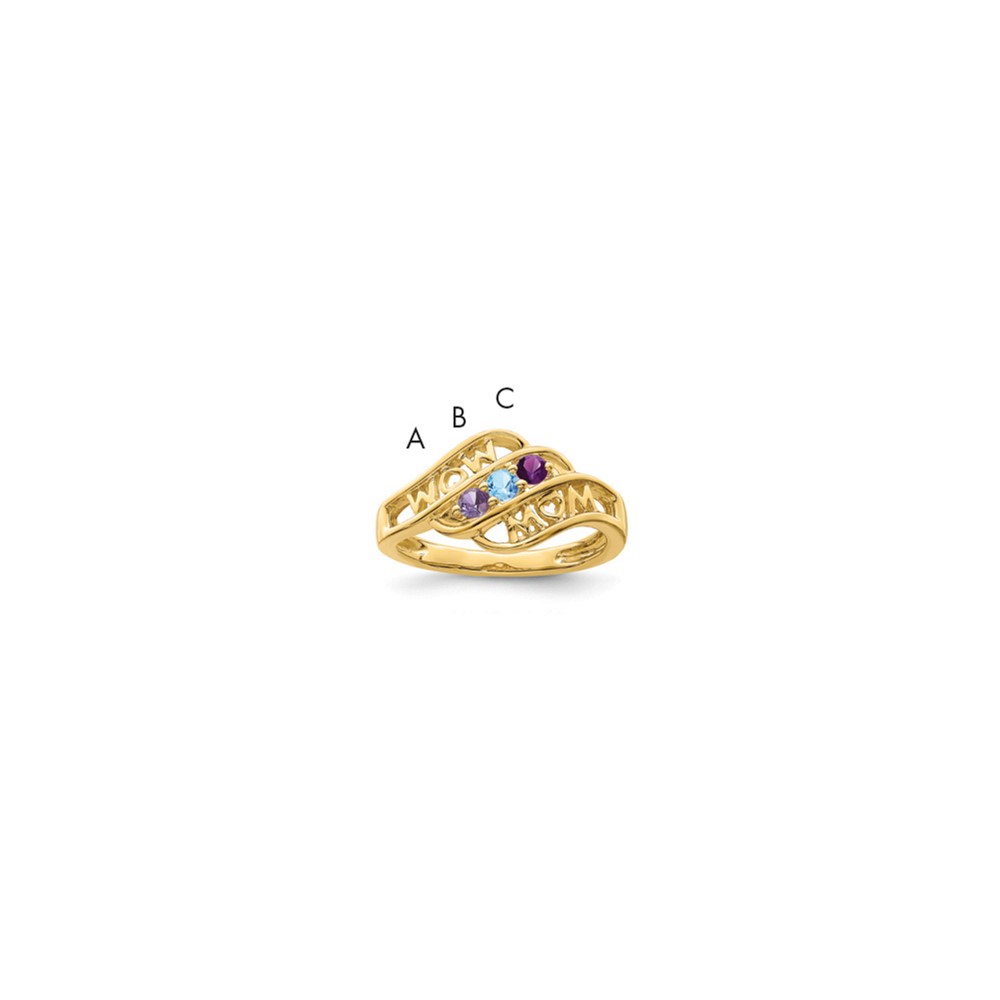 14K Yellow Gold Synthetic Family Jewelry Ring