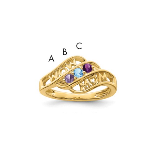14K Yellow Gold Synthetic Family Jewelry Ring