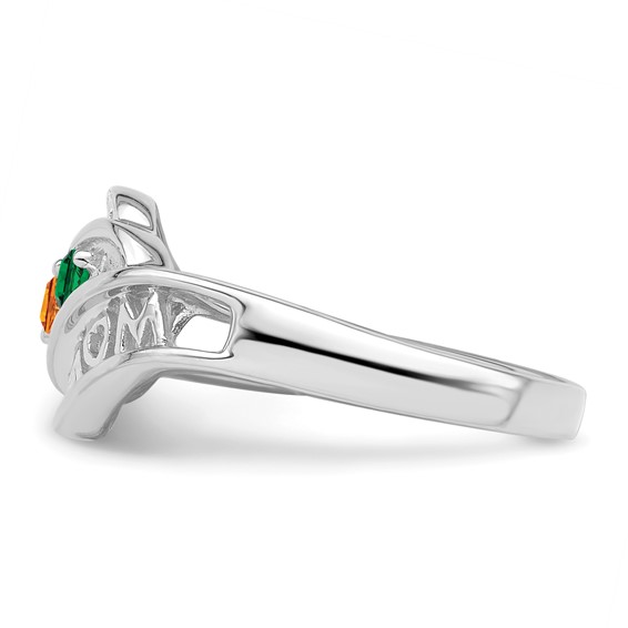 Sterling Silver Rhodium-plated Synthetic Family Jewelry Ring