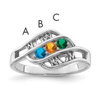 14K White Gold Genuine Family Jewelry Ring view 1