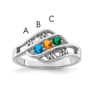 Sterling Silver Rhodium-plated Synthetic Family Jewelry Ring