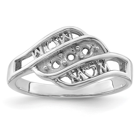 Sterling Silver Rhodium-plated Synthetic Family Jewelry Ring