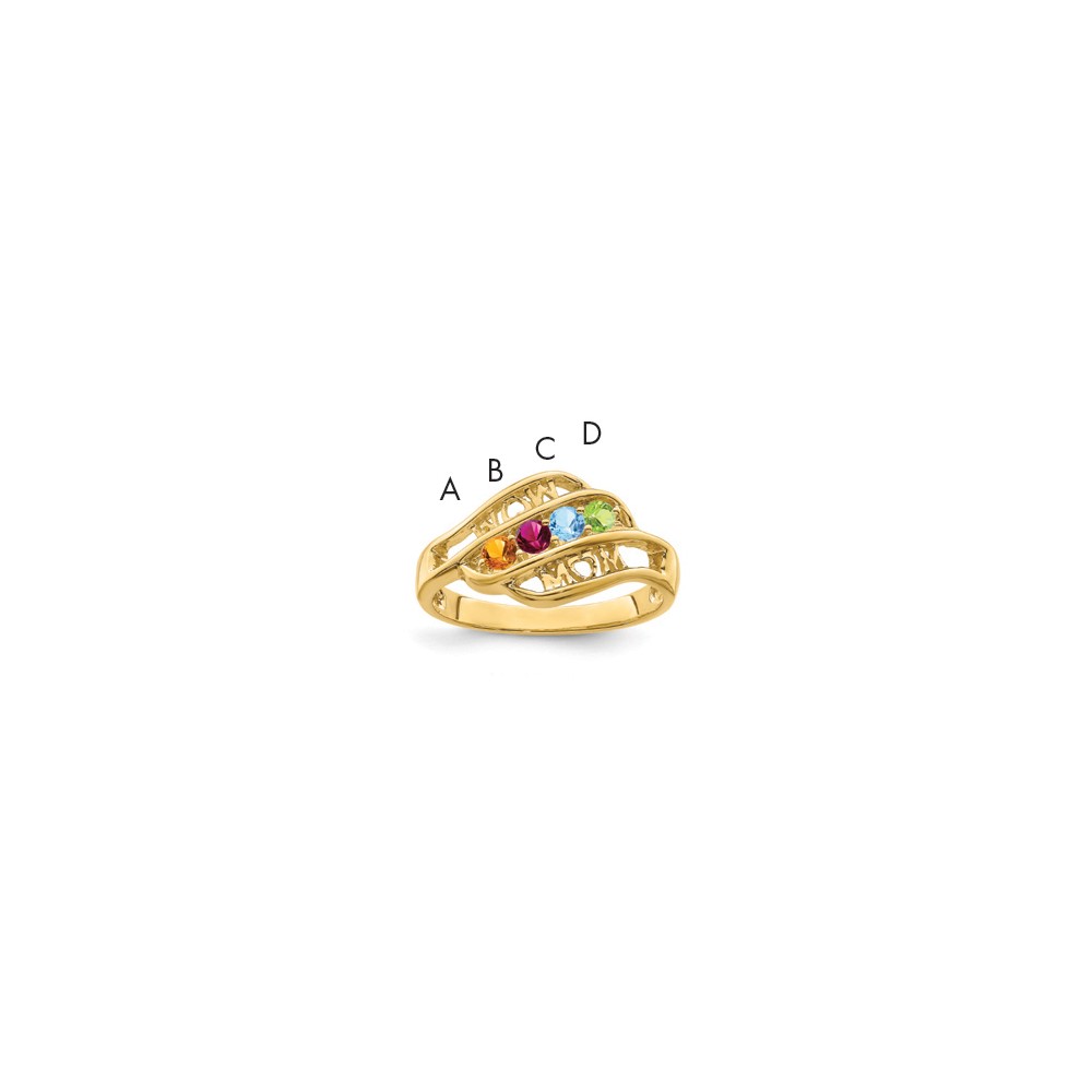14K Yellow Gold Genuine Family Jewelry Ring