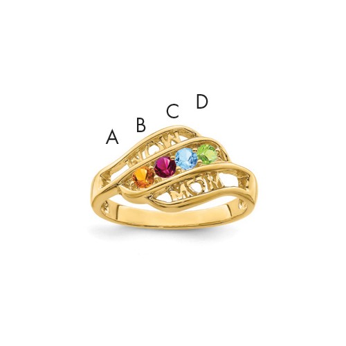 14K Yellow Gold Genuine Family Jewelry Ring