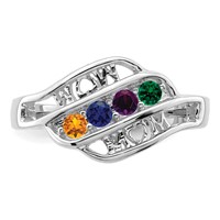 Sterling Silver Rhodium-plated Synthetic Family Jewelry Ring view 5