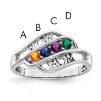 Sterling Silver Rhodium-plated Synthetic Family Jewelry Ring view 1