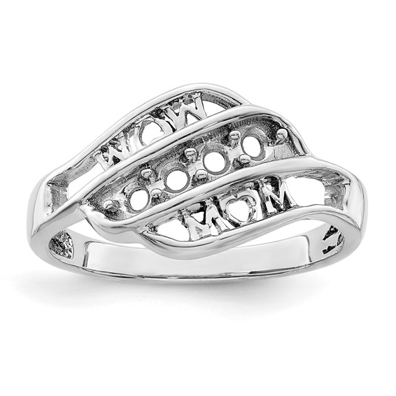 Sterling Silver Rhodium-plated Synthetic Family Jewelry Ring