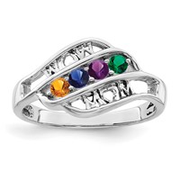Sterling Silver Rhodium-plated Synthetic Family Jewelry Ring view 2