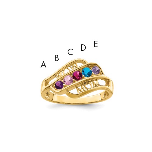 14K Yellow Gold Genuine Family Jewelry Ring