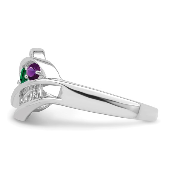 Sterling Silver Rhodium-plated Synthetic Family Jewelry Ring