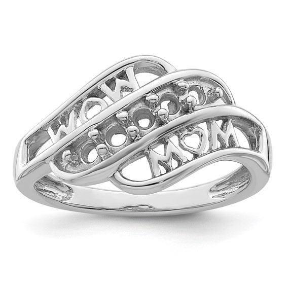 Sterling Silver Rhodium-plated Synthetic Family Jewelry Ring