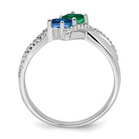 14K White Gold Personalized 2-Name Diamond and Synthetic 2 Stone Couple's Ring view 3