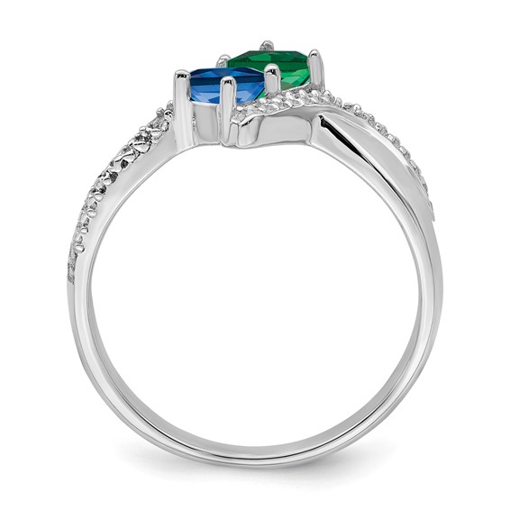 10k White Gold Synthetic Family Jewelry Ring