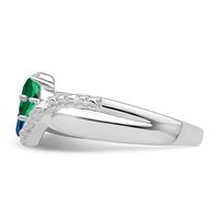 14K White Gold Personalized 2-Name Diamond and Synthetic 2 Stone Couple's Ring view 4