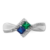 14K White Gold Personalized 2-Name Diamond and Synthetic 2 Stone Couple's Ring view 5