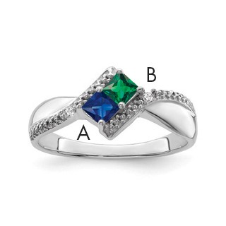 10k White Gold Synthetic Family Jewelry Ring