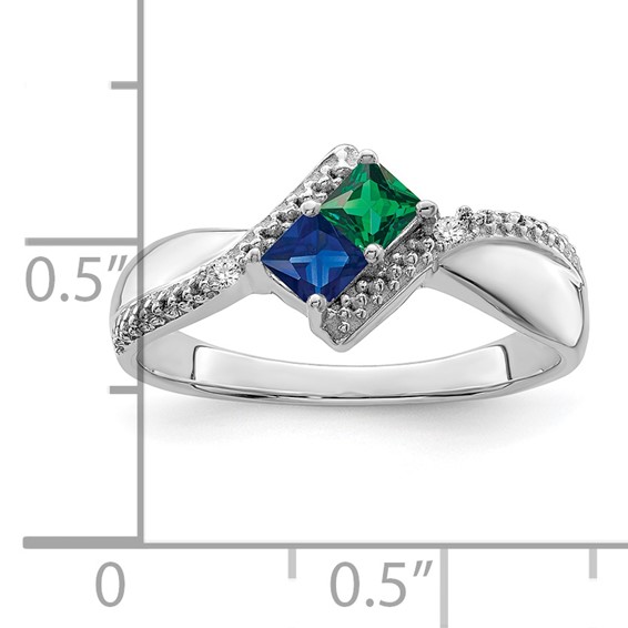 10k White Gold Synthetic Family Jewelry Ring