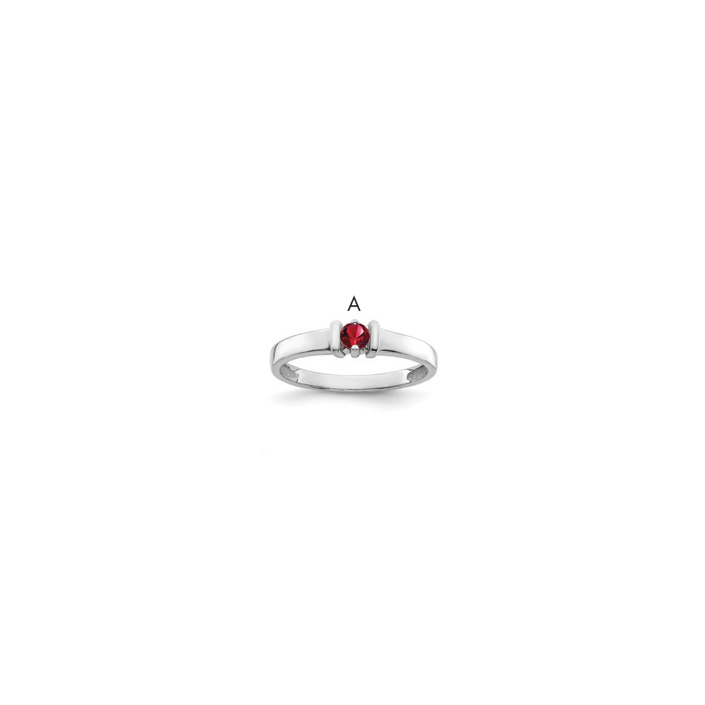 14K White Gold Genuine 1 Stone Mother's Ring