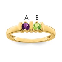 14K Yellow Gold Genuine 2 Stone Mother's Ring view 1