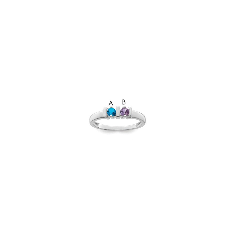 14K White Gold Genuine 2 Stone Mother's Ring