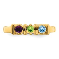 14K Yellow Gold Genuine 3 Stone Mother's Ring view 5