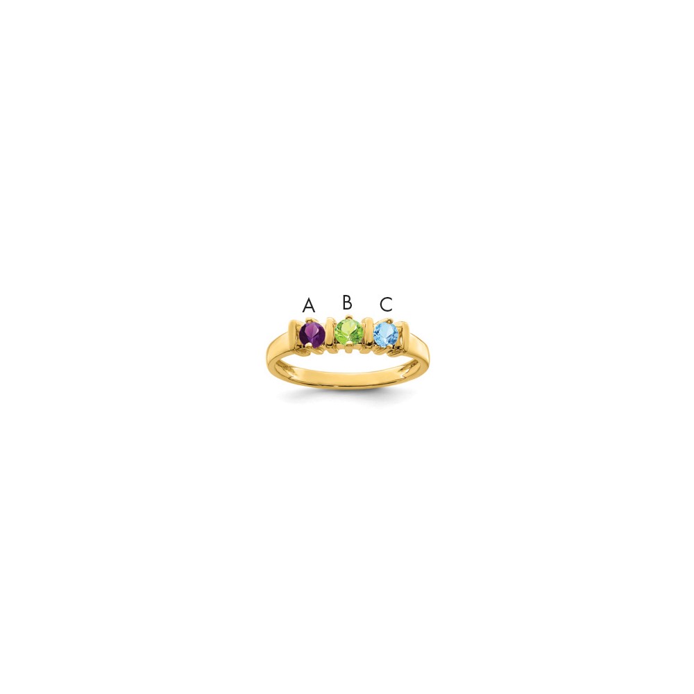 14K Yellow Gold Genuine 3 Stone Mother's Ring