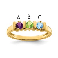 14K Yellow Gold Genuine 3 Stone Mother's Ring view 1