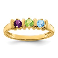14K Yellow Gold Genuine 3 Stone Mother's Ring view 2