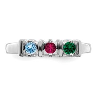 14K White Gold Genuine 3 Stone Mother's Ring view 5