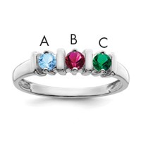 14K White Gold Genuine 3 Stone Mother's Ring view 1