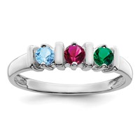 14K White Gold Genuine 3 Stone Mother's Ring view 2
