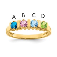 14K Yellow Gold Genuine 4 Stone Mother's Ring view 1