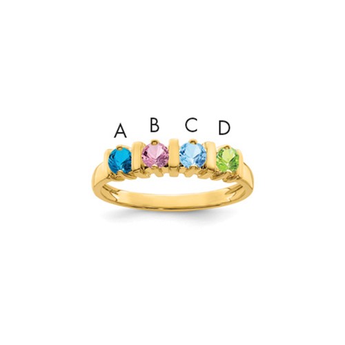 14K Yellow Gold Genuine 4 Stone Mother's Ring