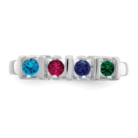 14K White Gold Genuine 4 Stone Mother's Ring view 5