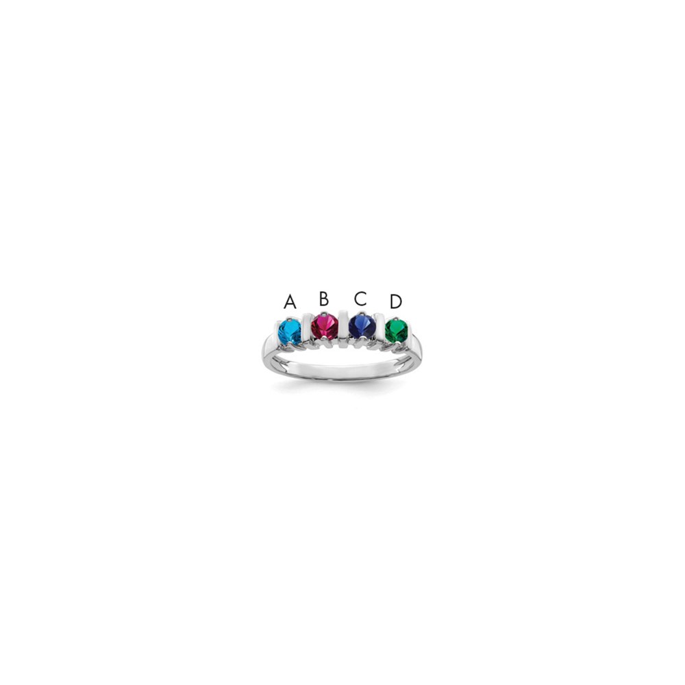 14K White Gold Genuine 4 Stone Mother's Ring