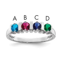 14K White Gold Genuine 4 Stone Mother's Ring view 1