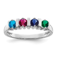 14K White Gold Genuine 4 Stone Mother's Ring view 2